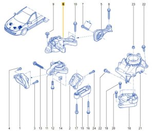 Motorstöd höger Original 112100006R Laguna 3 3.0DCI