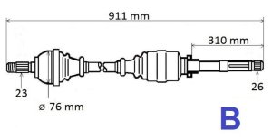 Drivaxel höger 1.5DCI 391008239R Ny OE Renault Clio 4