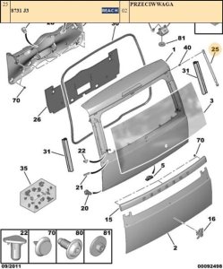Baklucka-aktuator  P1007 Original 6124QL 8731J3