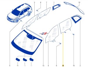 Bakre vänster dörrrutan Renault Koleos 2 823010319R