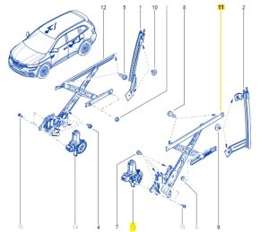 Mekanism Fönster  Vänster Bak Renault Koleos 2 827214CA0A