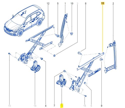 Mekanism Fönster  Vänster Bak Renault Koleos 2 827214CA0A
