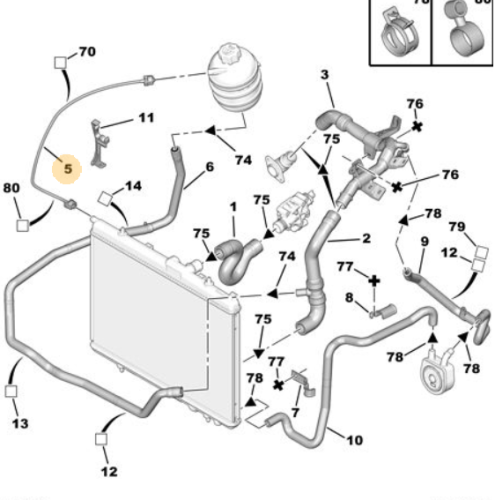 Kylsystemsslang Peugeot Citroen 1.4Hdi 1307YP