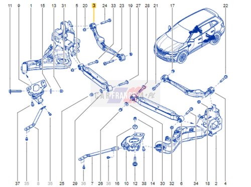 Höger bakre övre länkarm 551205HA0B OE Renault Koleos II