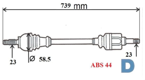Drivaxel höger R Kangoo I 4x4 8200144764 8200269195