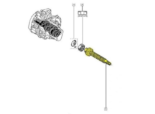 Växellådsaxel JH3 6001548614 Ny OE  Renault Clio III Twingo