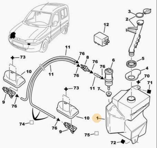 Sprutbehållare 6431A7 Citroen Berlingo 1, Peugeot Partner 1 Original