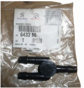 T-koppling för spolarledningen 643386 6433.86 Citroen C2 C3 Original Ny