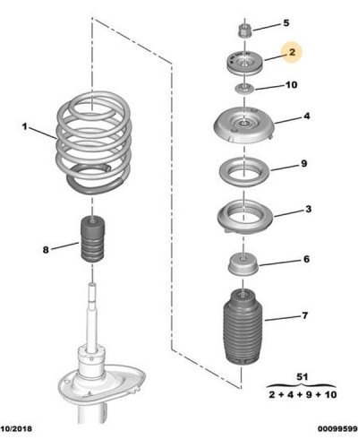 Stödkudde för stötdämpare, original 5033F9 C4 DS4 DS5