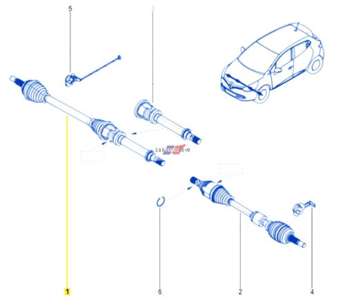 Drivaxel höger original 391000926R Clio 4 1.2TCE