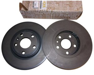 Bromsskivor fram, komplett sats 402064230R Renault Kangoo II, ventilerade, original, nya